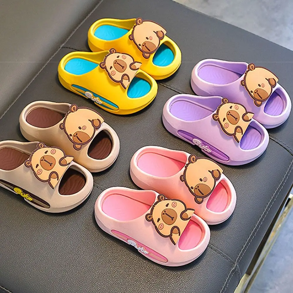 

Soft Cartoon Cute Capybara Slippers Platform EVA Cartoon Animal Slippers Anti Slip Solid Color Children's Bathroom Sandals Girls