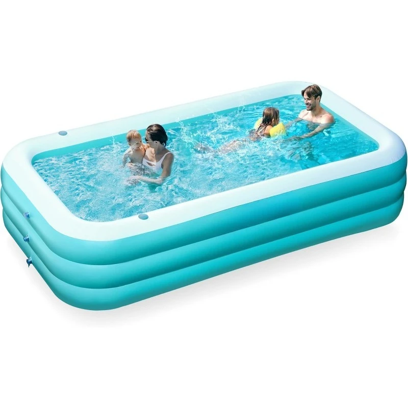 

Inflatable Pool for Adults with Seats, 120" x 72" x 22" Full-Sized Blow Up Durable Thickened Above Ground Family Pool, La