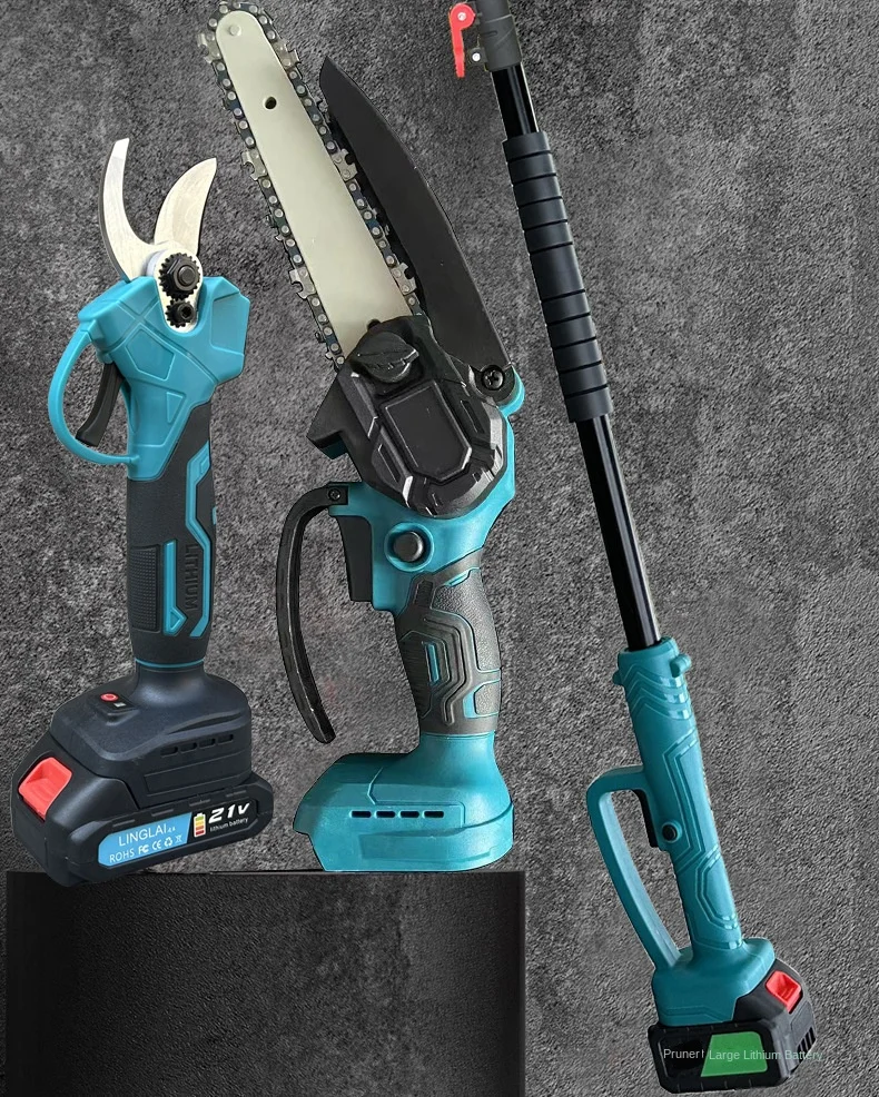 6-Inch Electric Chain Saw, 2.5cm Electric Pruning Shears, 1.7m Telescopic Extension Rod Asta Telescopica Per Potatura A Batteria