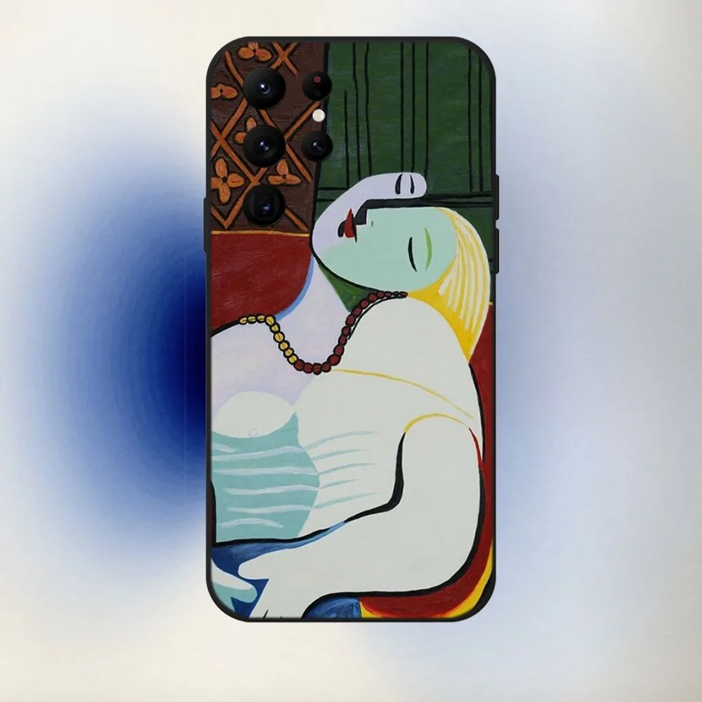 Picasso Abstract Painting Phone Case For Samsung S24,23,22,30,21,10,9,Ultra,Plus,Lite,FE,5G Black Soft Case