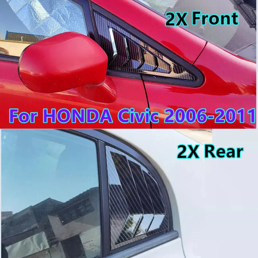 For Honda Civic Sedan 2006-2015 ABS Plastic Front Rear Window Quarter Louver Cover Side Vent Trim Car Adhesive Accessories view 3