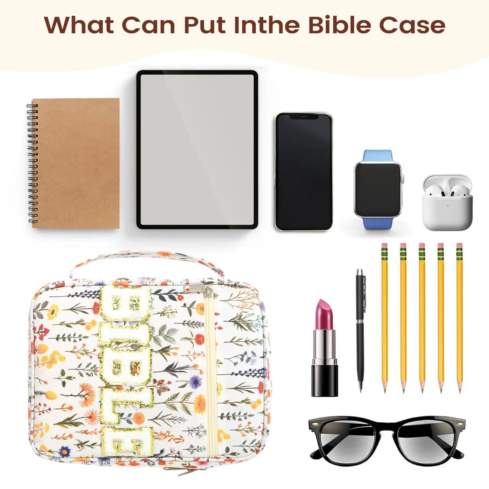 กระเป๋าเก็บหนังสือกันฝุ่นลายดอกไม้ ความจุขนาดใหญ่ กระเป๋าเรียนลายดอกไม้ กระเป๋าเก็บเครื่องเขียนสวยงาม สำหรับจัดระเบียบอุปกรณ์สำนักงาน