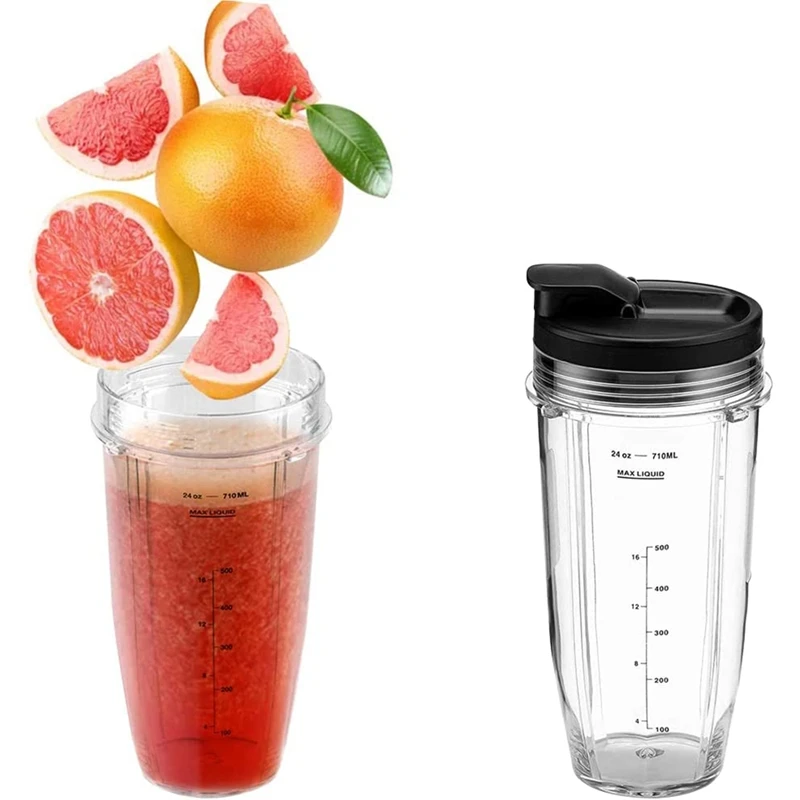 2 Pack Replacement 24 Oz Blender Cups With Lid For Nutri Ninja Auto IQ BL450 BL480 NN102 Blender Accessories