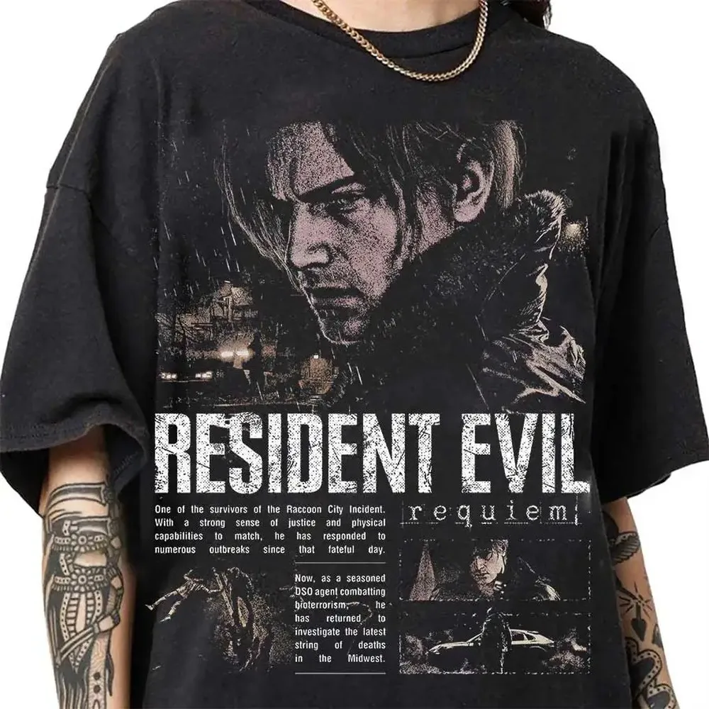 Resident Evil Biohazard Leon Kennedy Game T-shirt For Men Women 100% Cotton T Shirts Short Sleeve Tops J153