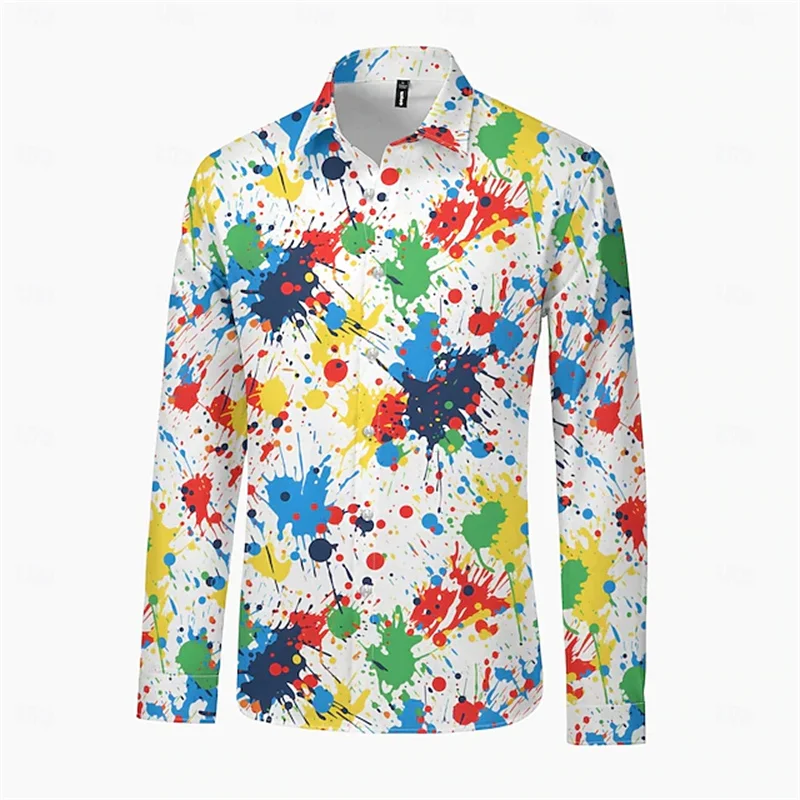 

Модные мужские топы с длинным рукавом, новинка, уличная рубашка с длинным рукавом и 3d принтом граффити, однобортная рубашка на весну и осень