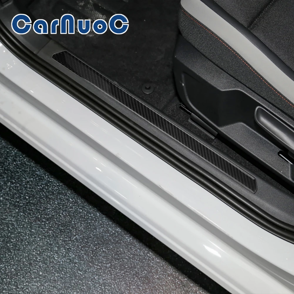 

Car Carbon Fiber Sticker For Volkswagen VW Golf 8 MK8 GTI 2021 Door Threshold Decorative Strips Accessories Interior Mouldings