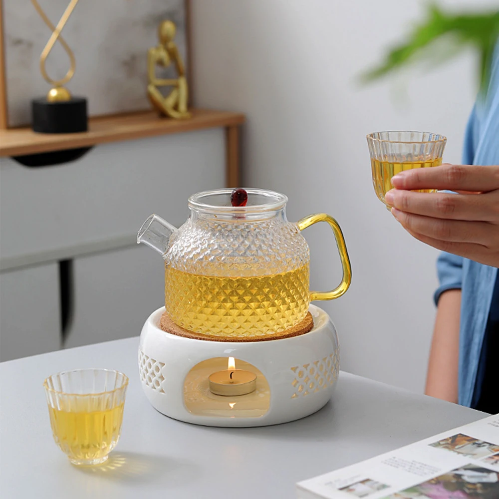 Ceramic Teapot Warmer Candle Base Kitchen Desktop Coffee Glass Pot Heater Tea Water Beverage Heating Stove Kitchen Accessories