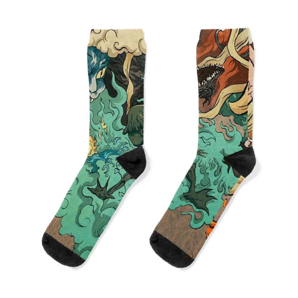 

Vintage Japanese Kaiju Socks Running custom Christmas anti-slip Boy Child Socks Women's