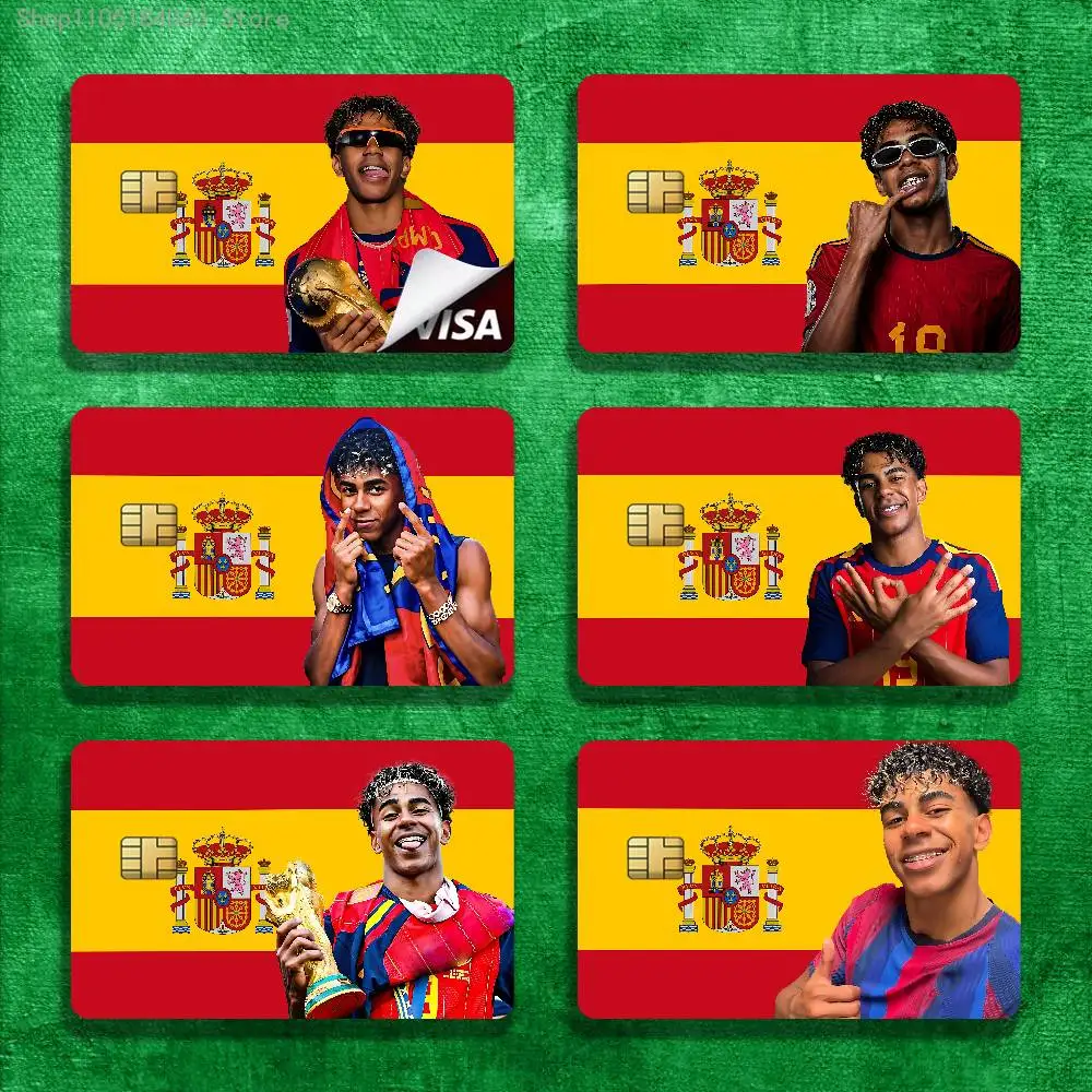 L-LamineS 19 Y-YamalS Spanish Bank Credit Cards Bus Pass Stickers Cool Decoration Waterproof 4PCS Card Protective Film