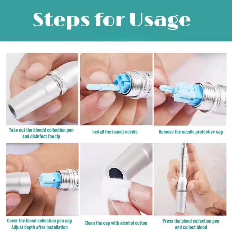 Three-needle Blood Lancing Pen /4 Heads Bloodletting Pen, Blood Collection Puncture, Cupping and Bleeding Lancet Needles