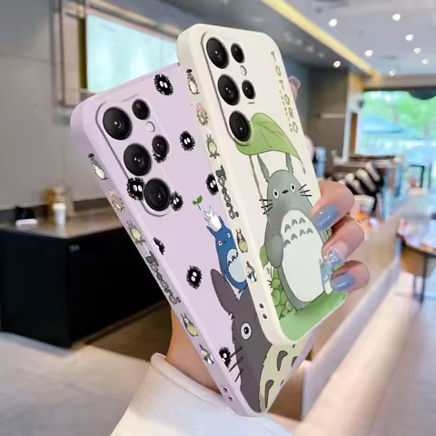 S-Studios G-Ghiblis Art Cute For Samsung Galaxy S25 S24 S23 S22 S21 S20 Ultra Plus FE 5G Liquid Left Rope Cover Phone Case