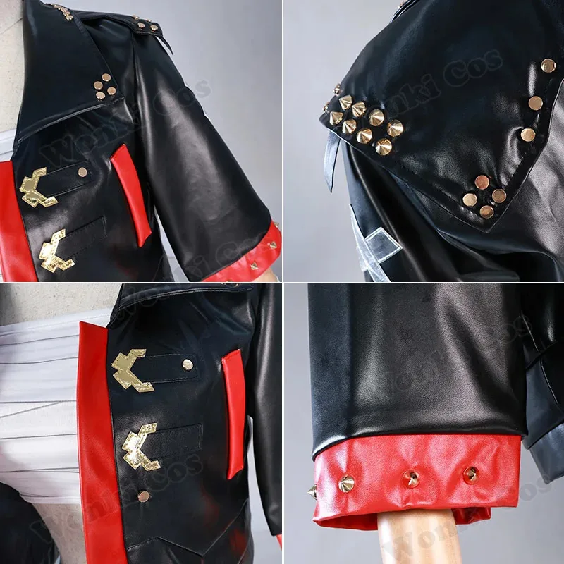 

CyArcane Vi Cosplay Costume Black Wig Hair for Anime Underground Fighter Vi Cosplay Leather Jacket Black Suits Role Play Outfits