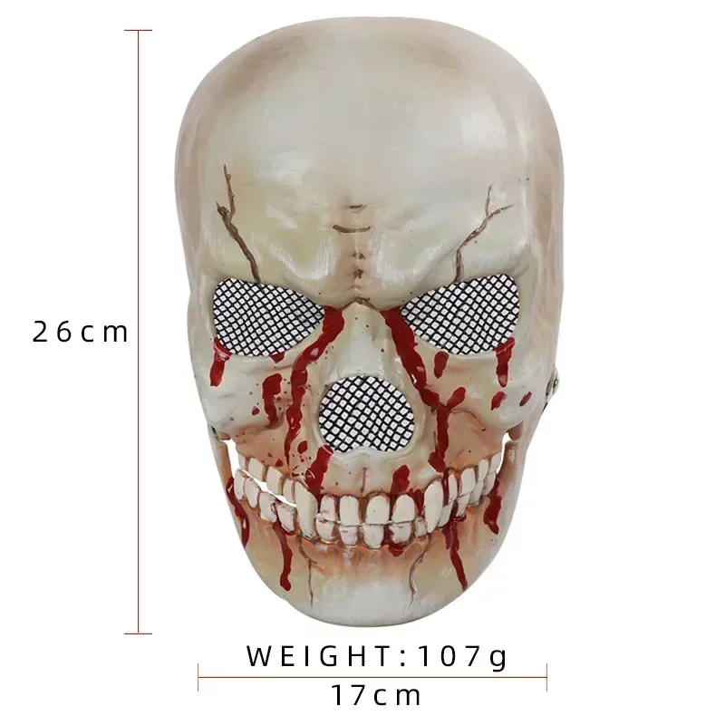 Halloween Horror Skull Head Capa, Plástico, Vestir Material, Boca Simulação, Novo