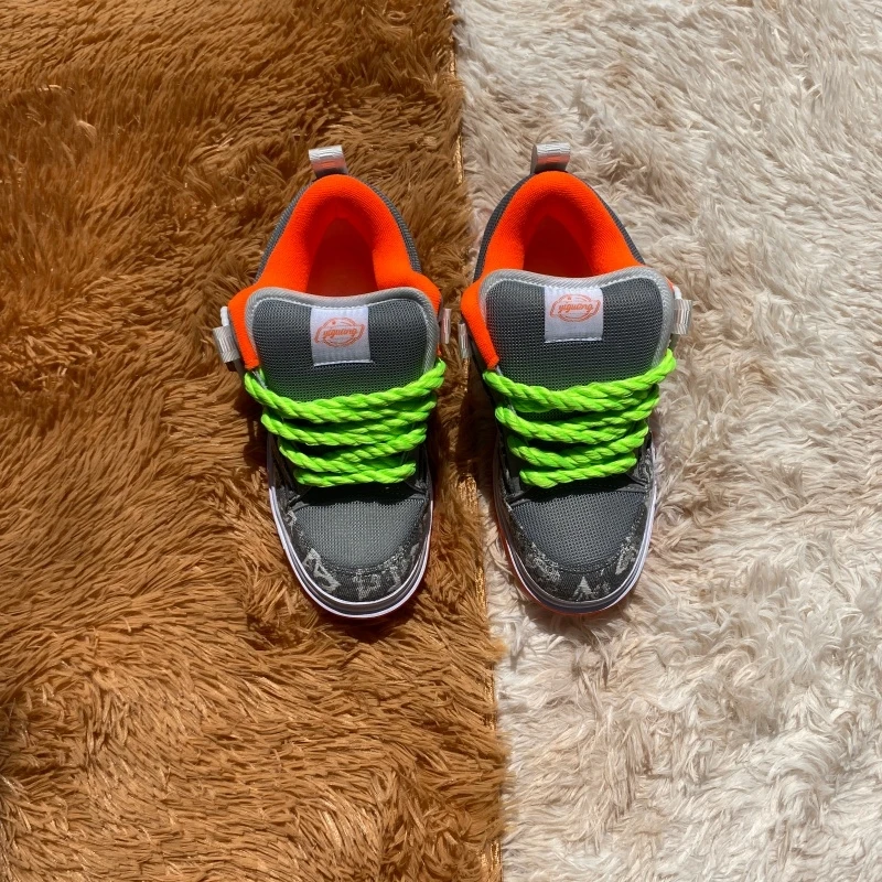 

Grey orange contrasting board shoes for men | Jacquard niche design | 36-48 full size | Trendy men's same style street casual sp