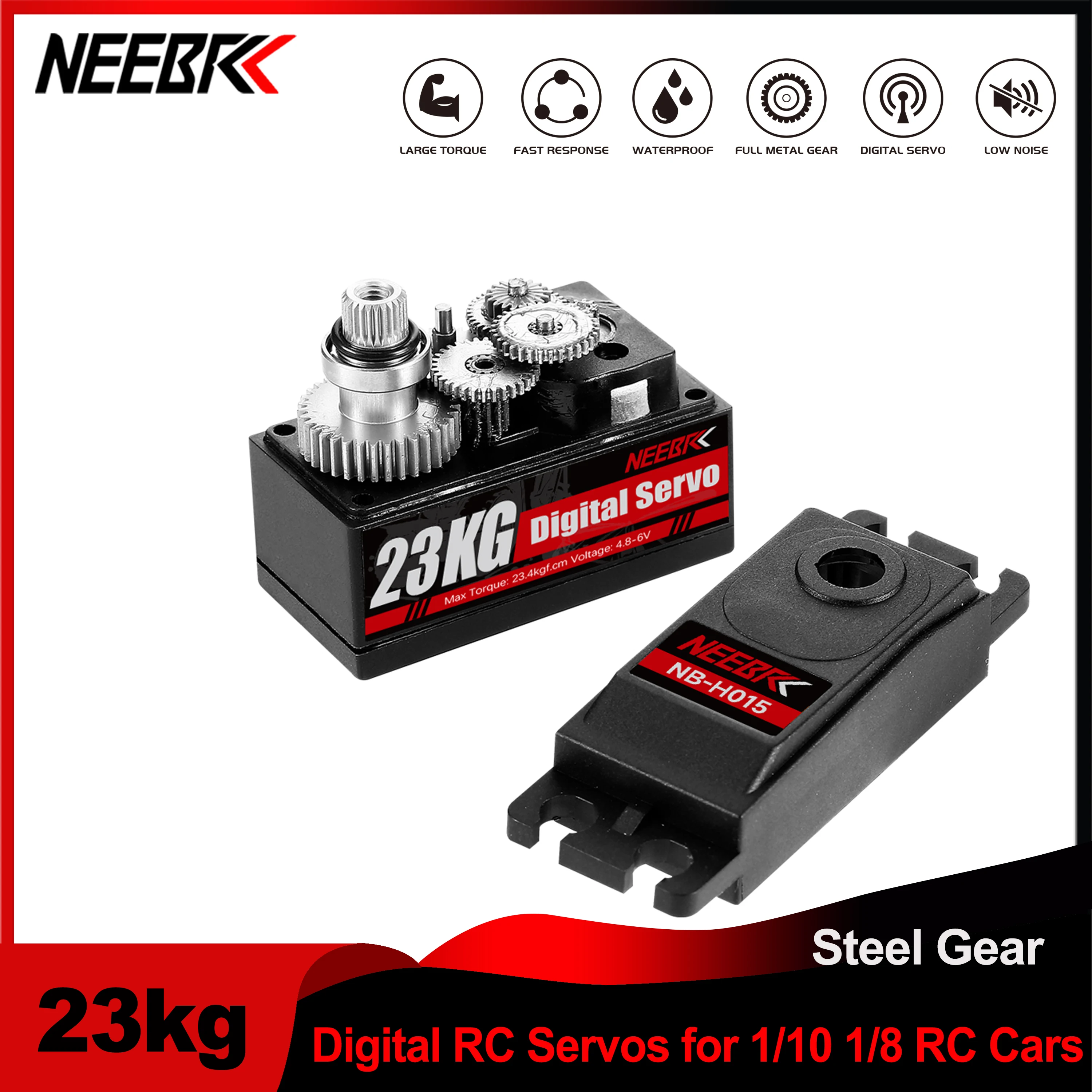 NEEBRC 23KG Metal Gear 15kg Short Body Low Profile RC Servo Motor for 1/8 1/10 RC Cars Axial Scx10 Crawler Plane Accessories