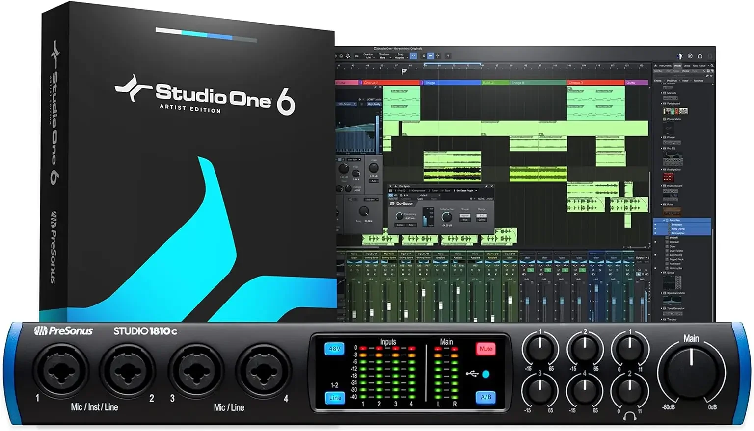 PreSonus Studio 1810c 18x8, 192 kHz, USB Audio Interface with Studio One Artist and Ableton Live Lite DAW Recording Software