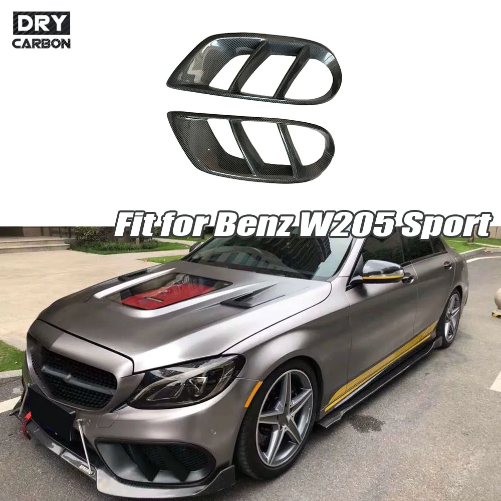

Front Bumper Air Vent Outlet Cover Trim For Benz W205 C63 C180 C200 Sport 2015-2018 Carbon Fiber Fog Lamp Mesh Grill Frame Trims