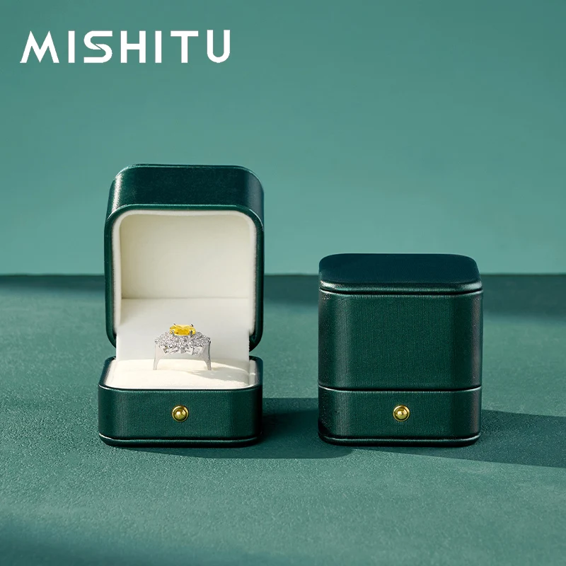 MISHITU Leather Jewelry Box for Ring Necklace Engagement Ring Display Case Gift Packaging Box Jewelry Organizer Box Customizable