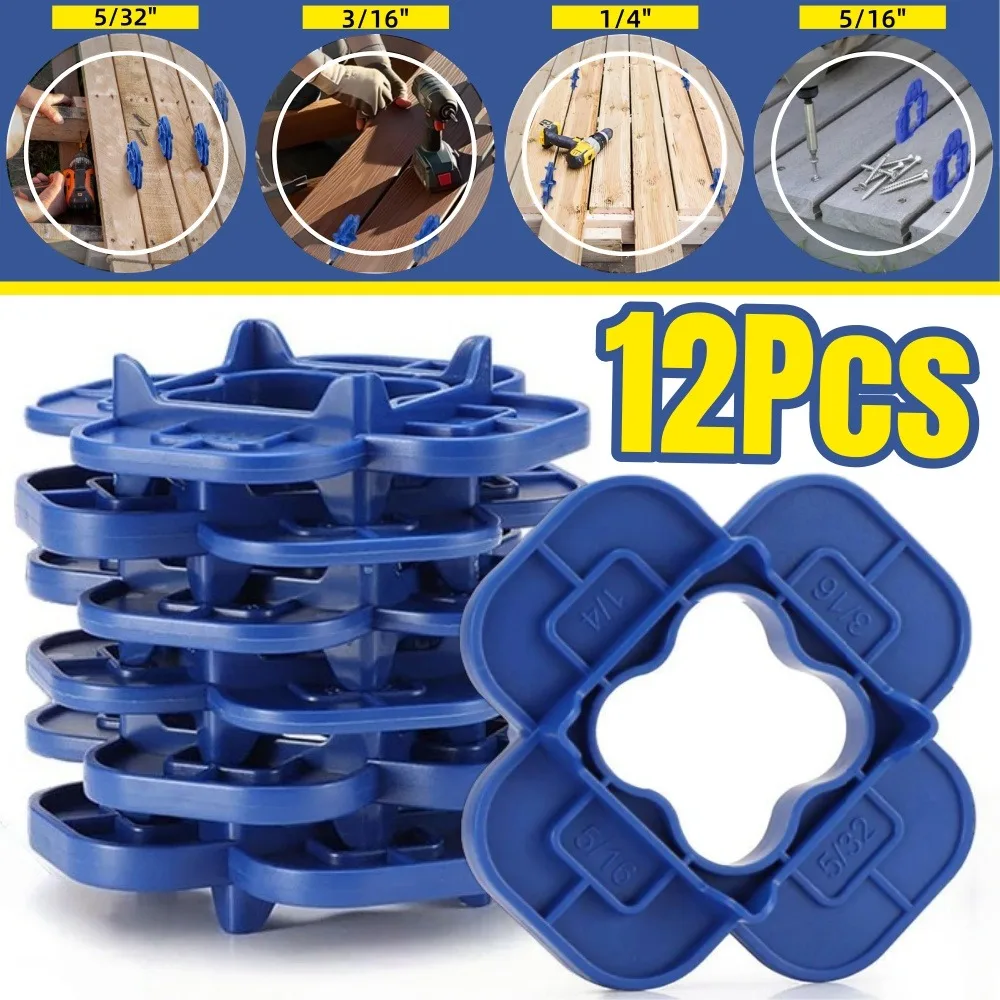 

12Pcs-1Pc 4-in-1 ABS Deck Spacer Tools Multi-Size Reusable Floor Seam Width Tools Pressure Treated Composite Plank Deck Spacers