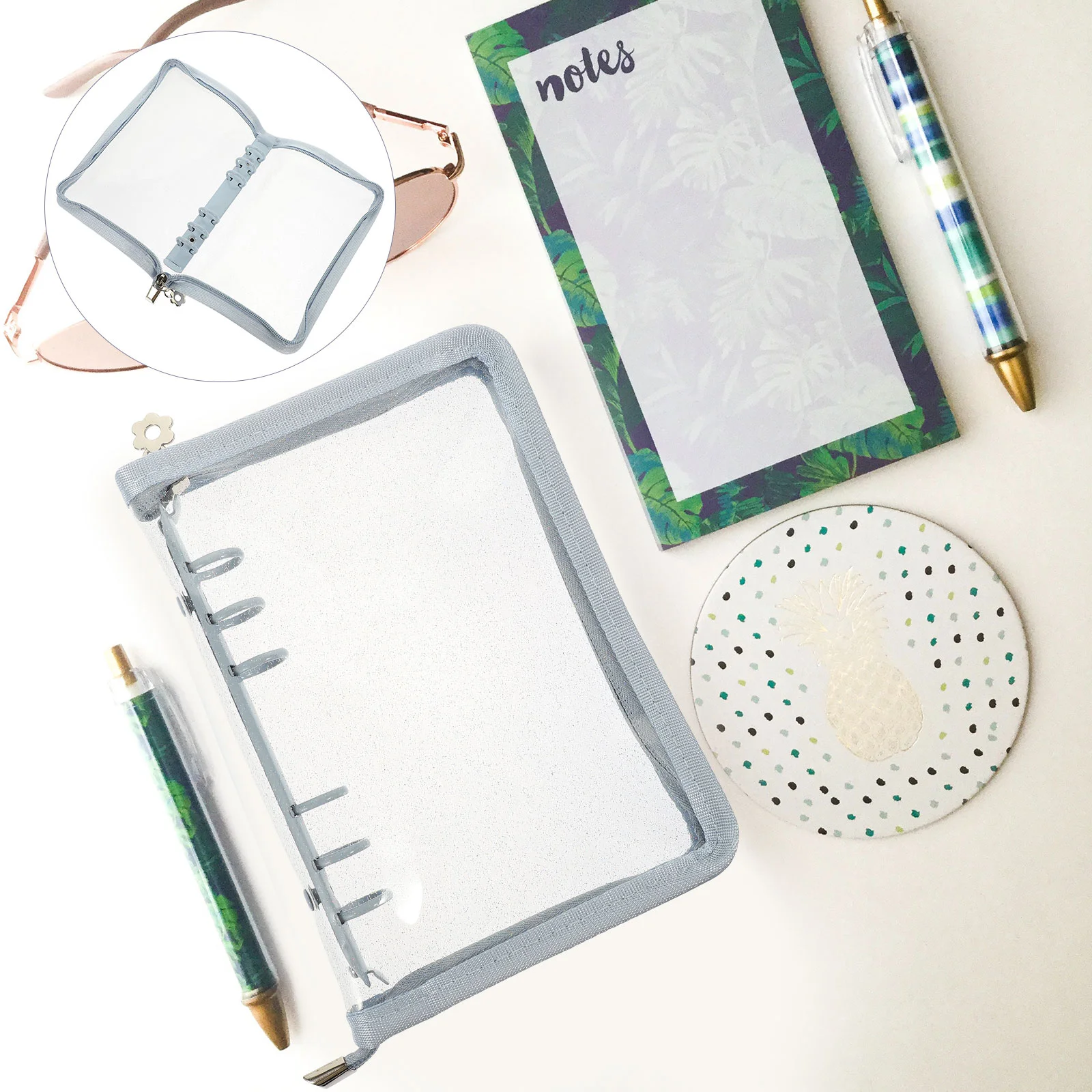 Loose-leaf Ledger Binder Clips PVC Notebook Cover Flexible Shell Scrapbook Aesthetic 6-rings Diary Office