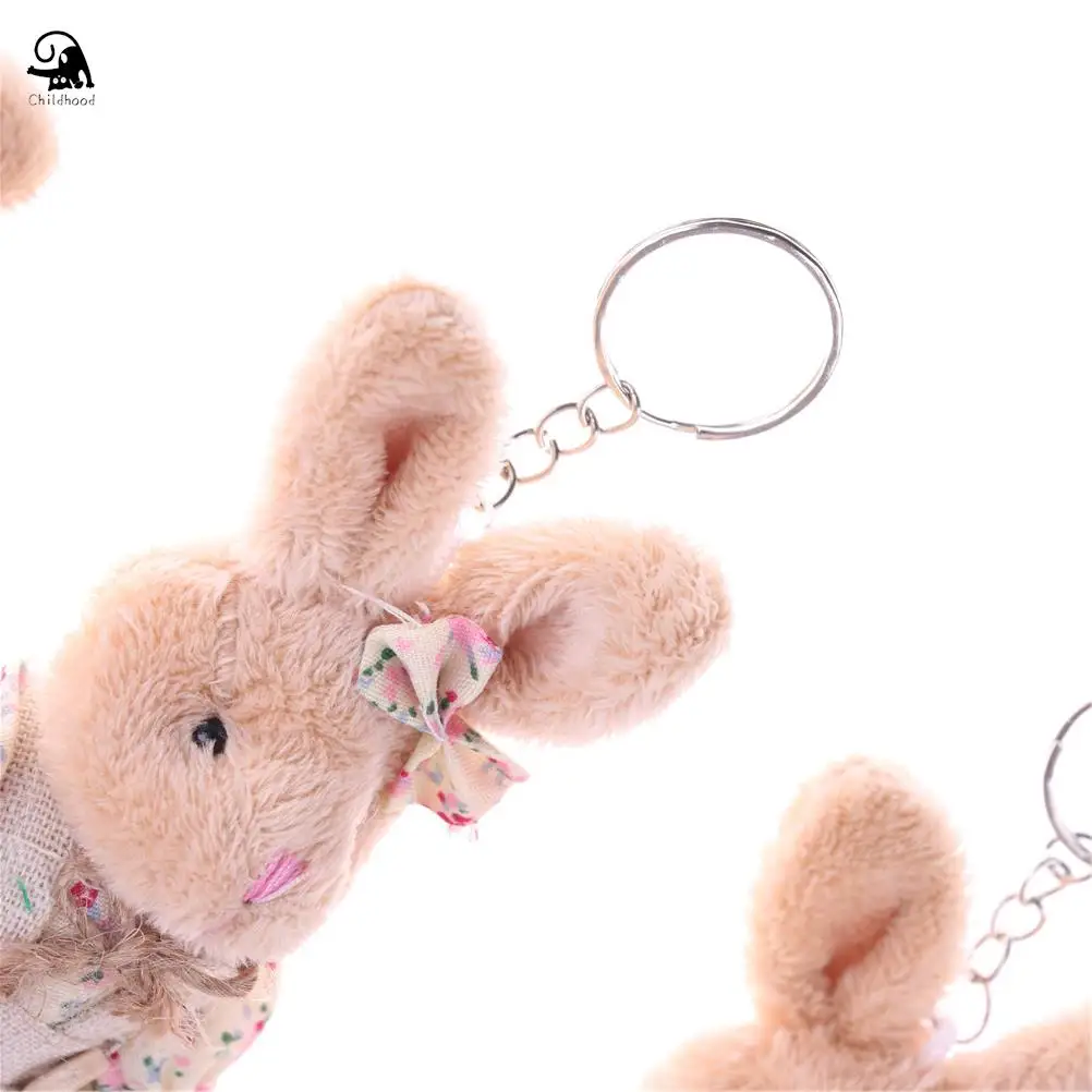 2pcs Couple Bear Rabbit Plush Toys Floral Cloth Teddy Bear Rabbit Bunny Dolls Key Bag Pendants Lovers Friends Gift 11cm 1 Pair