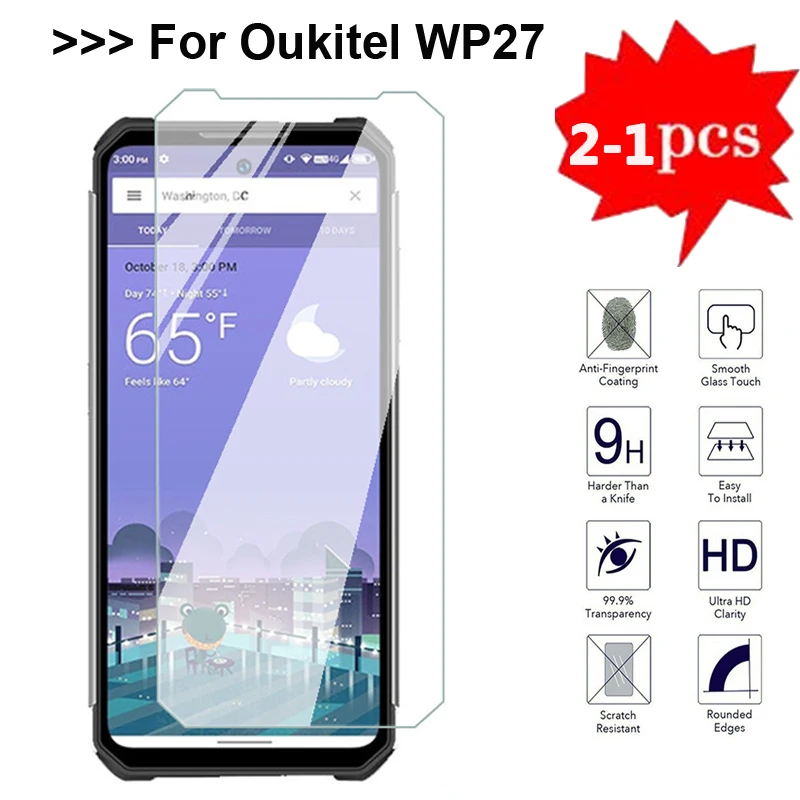 

2-1PCS 9H Protective Glass Cover For Oukitel WP27 Tempered Glass Screen Protector Phone Film For Oukitel WP27 Pelicula De Vidrio