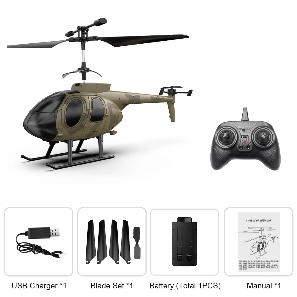 MD500 Scale RC Helicopter 6-Axis Gyro Stabilized Easy One-Click Takeoff/Landing Remote Control Aircraft Model Toys for Boys Gift