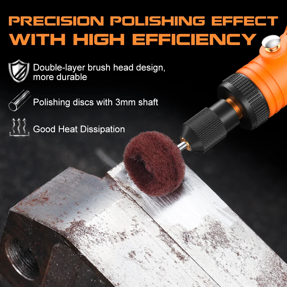 XCAN 40pcs Mini Drill Abrasive Brush 3mm Shank Nylon Fiber Polishing Wheel for Dremel Rotary Tool Glass Metal Polishing