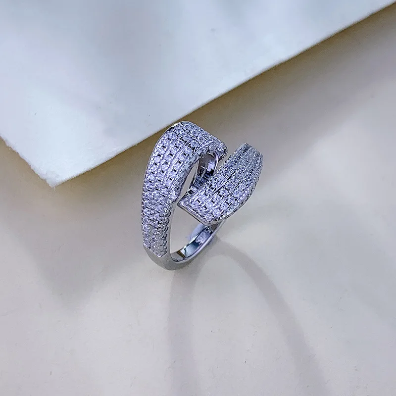 2024 S925 sterling silver zircon luxury inlay with high-end lace fashion ring for women's high-end live streaming Xiaohongshu