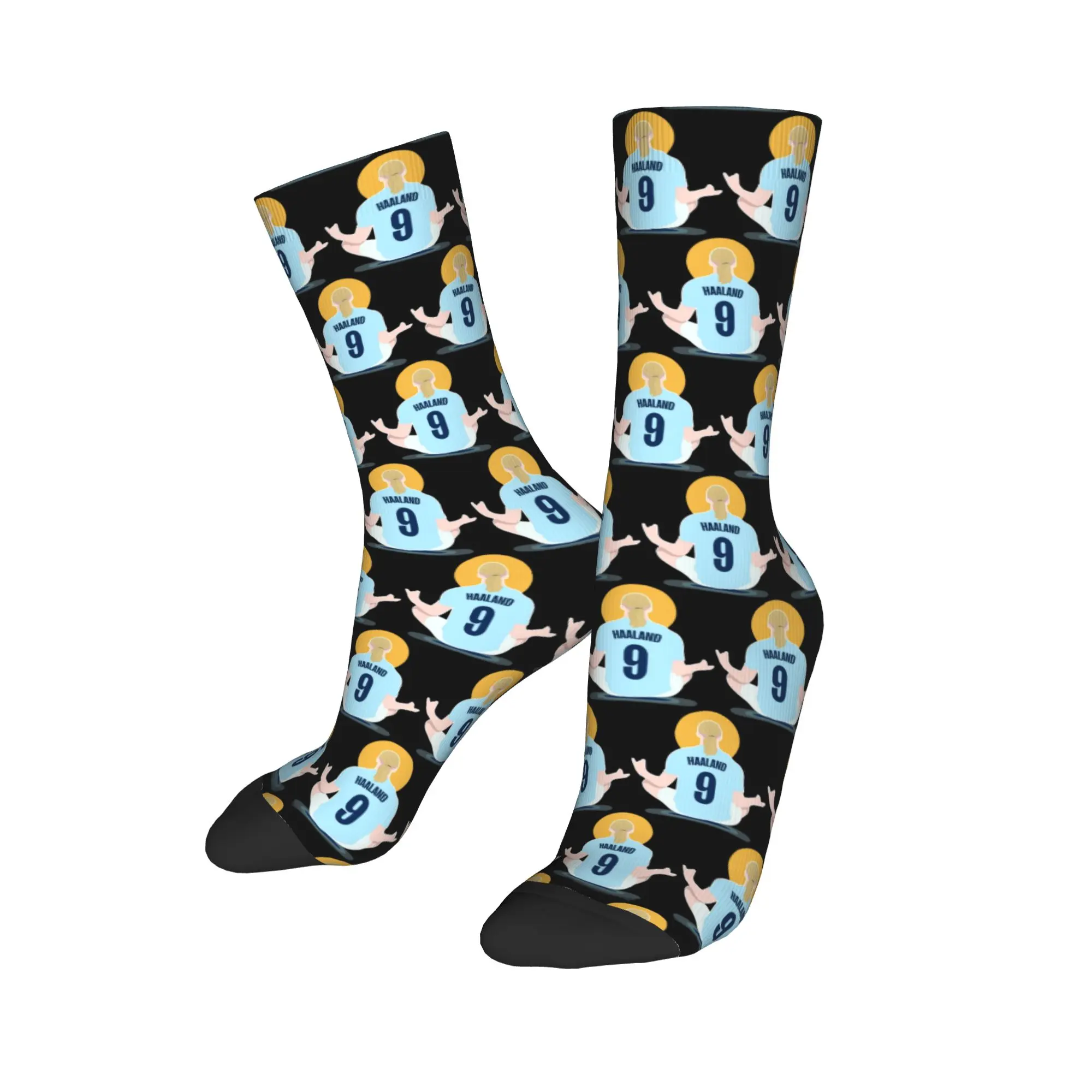 Chaussettes décontractées pour hommes et femmes, motif Erling Haaland Serious Emojis, en polyester, pour skateboard, printemps, été, automne