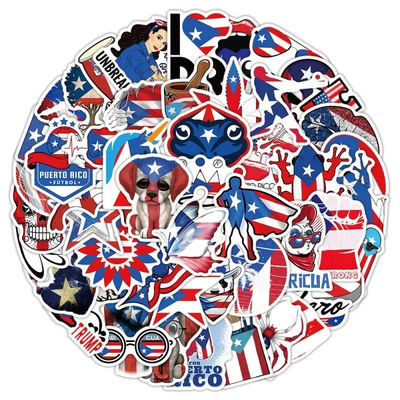 10/50/100Pcs USA The Commonwealth of Puerto Rico Flag Waterproof Stickers Cute Sticker Graffiti DIY Decal