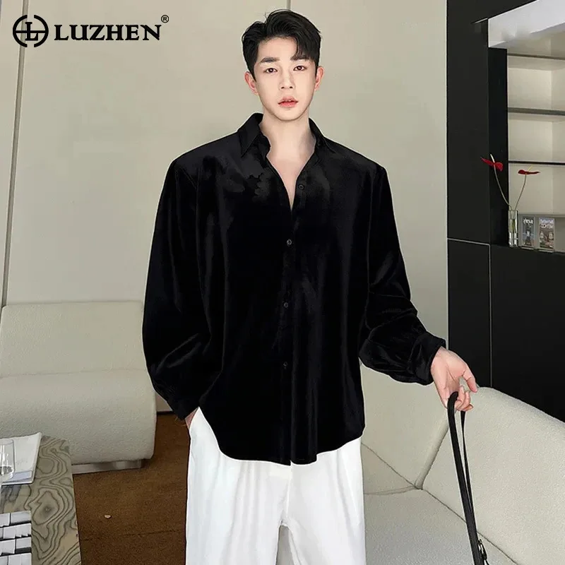 

LUZHEN Elegant Korean Luxury High Quality Long Sleeve Original Shirt Handsome Casual Tops Trendy Blouses Men's Clothing JY4642