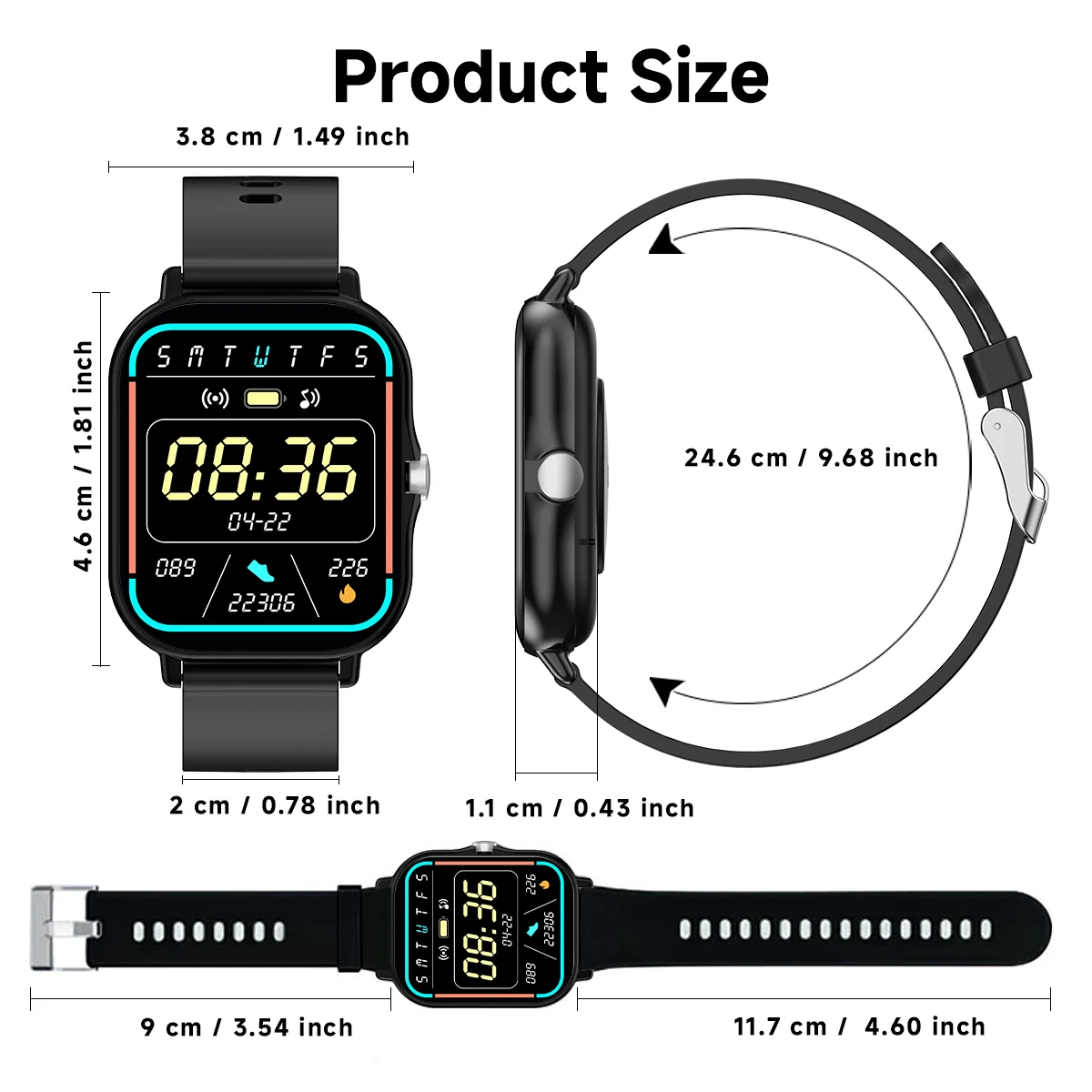 2.01 Inch Bluetooth Call Smartwatch IPhone for Men and Women Health Monitoring Watch Step Count Smart Watch