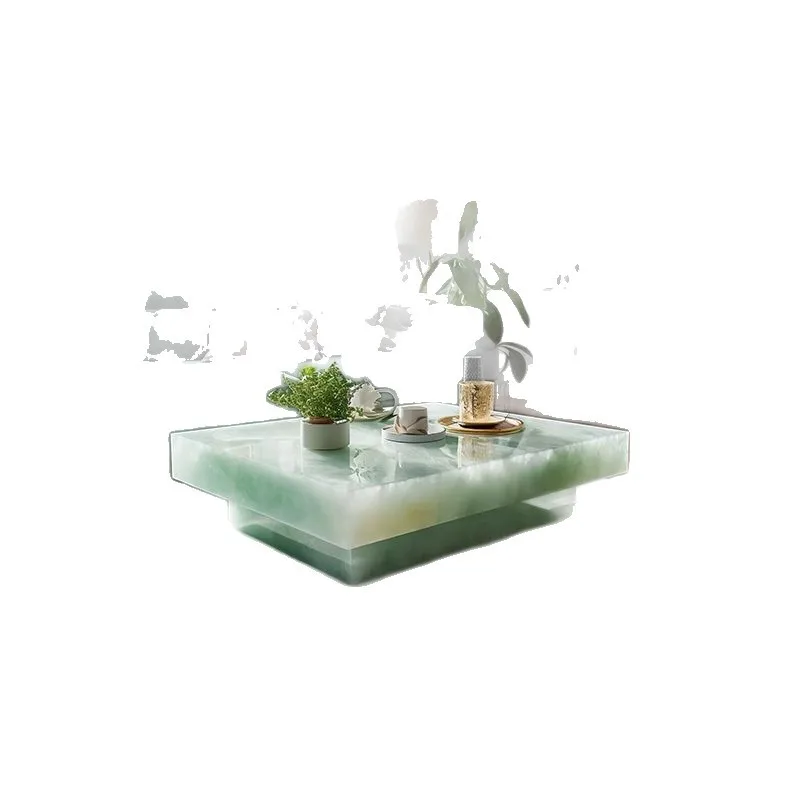 

Pink jade natural marble coffee table modern simple home living room art Italian minimalist new coffee table
