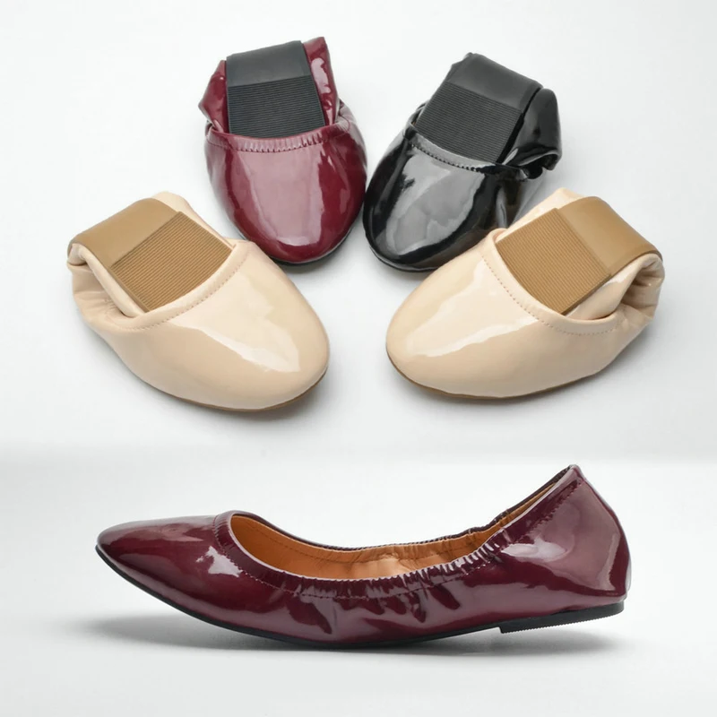 Cosysusy Women Classical Foldable Ballet Shoes Elastic Pumps Comfortable Sock Slip On Round Toe Daily Wearing
