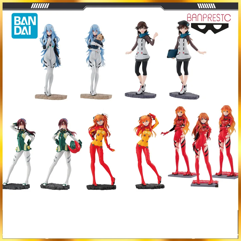 

Женская оригинальная Bandai EVA Evangelion Ayanami Рей/сузухара Сакура/АСУКА/макинами Аниме Фигурка Коллекционная модель куклы подарок