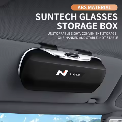 For Hyundai N Logo Sticker N Line I20 I30 Kona Tucson Sonata Elantra Accessories Car Visor Sunglasses Car Glasses Case Clip Box