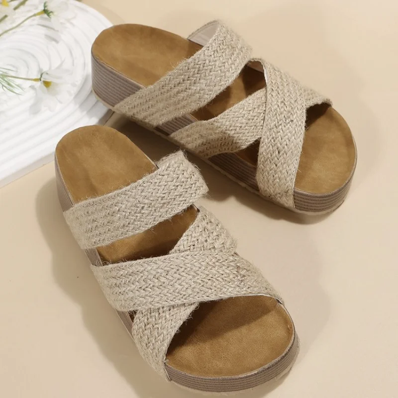 Fashion Flatform Cork Sandals Women Summer 2023 Non Slip Platform Clogs Slippers Female Thick Bottom Outdoor Slides Shoes Woman