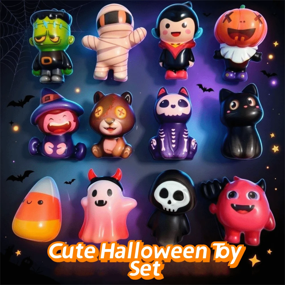 Slow Resbound Halloween Squishy Toy Pumpkin Witch Devil Reduce Pressure Toy Mini Skeleton Cat Halloween Fidget Toy