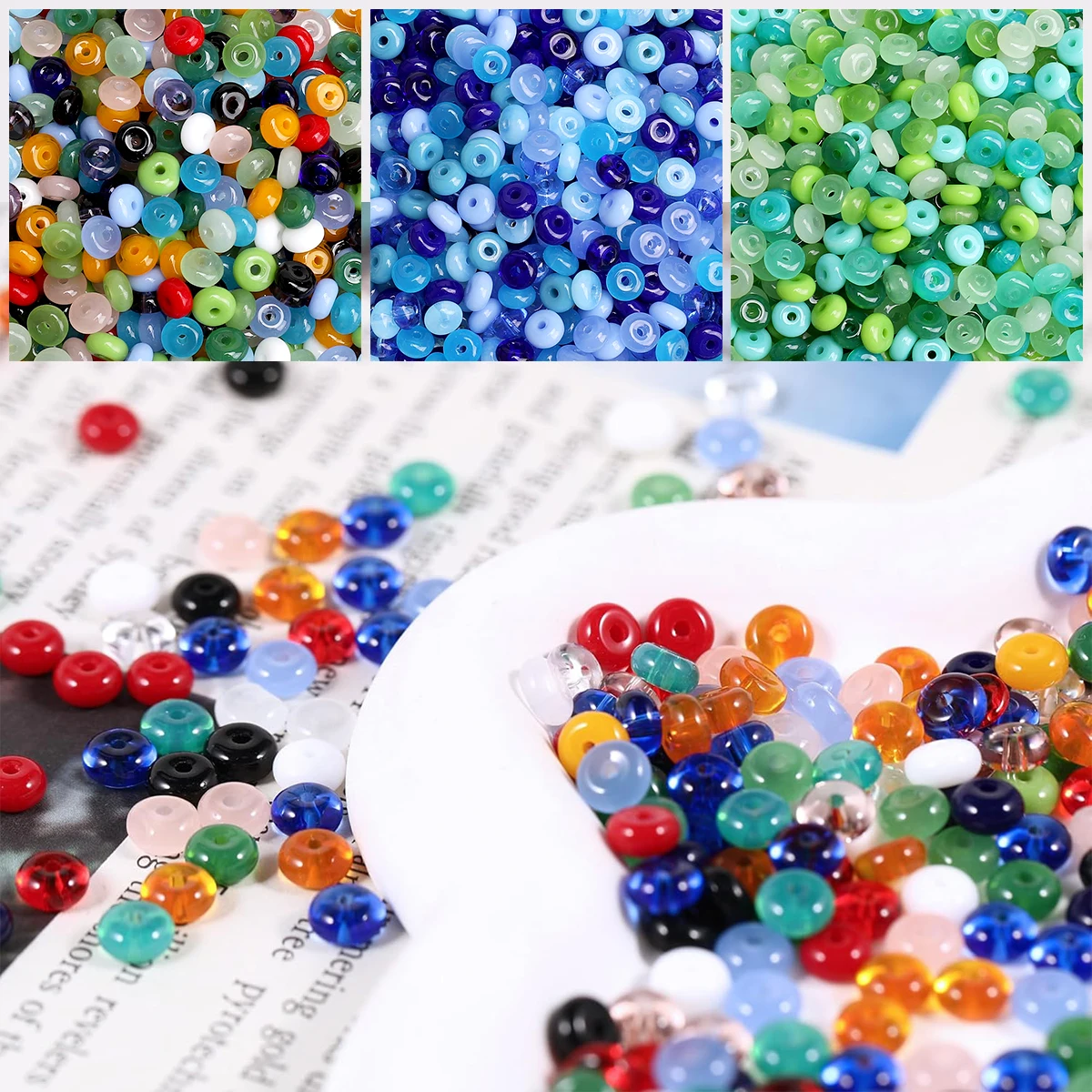 6x3mm Glass Wheel Beads Rice Beads  with 1mm Hole - DIY Jewelry Making (Bracelet/Necklace/Anklet) 10g/Pack (50-55pcs) view 4
