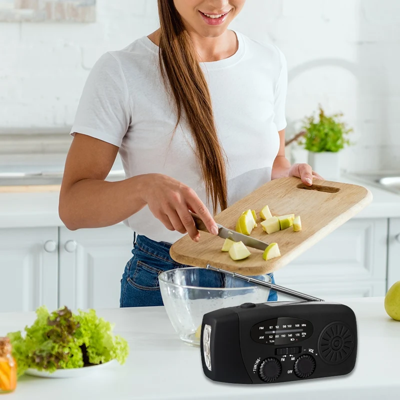 Top-AM/FM Emergency Weather Radio Hand Crank Solar Weather Radio Portable Power Bank With Solar Charging Battery