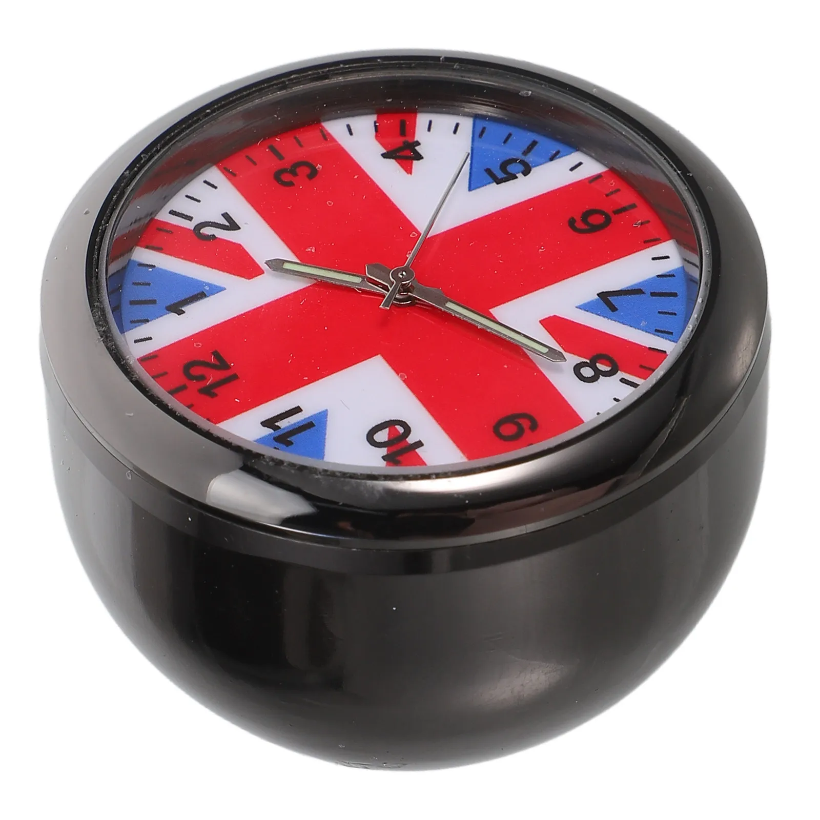 Mini Luminous Quartz Analog Car Vent Clock Uk Flag Stick-on Dashboard Clip Watch Vehicle Timepiece for Cars Boats Bikes Decor