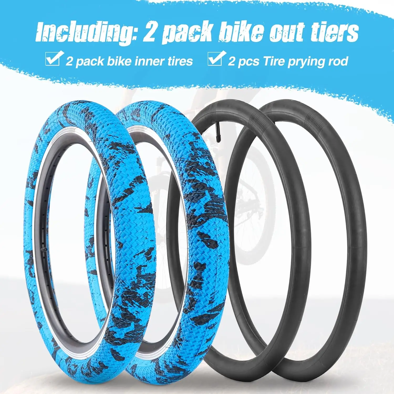 ZUKKA 2 Pack Bike Tires 20 Inch Tires 20 x 2.1 Folding Bead Replacement Tyre with 2 Pack 20 Inch Inner Tubes for Bicycles, MTB