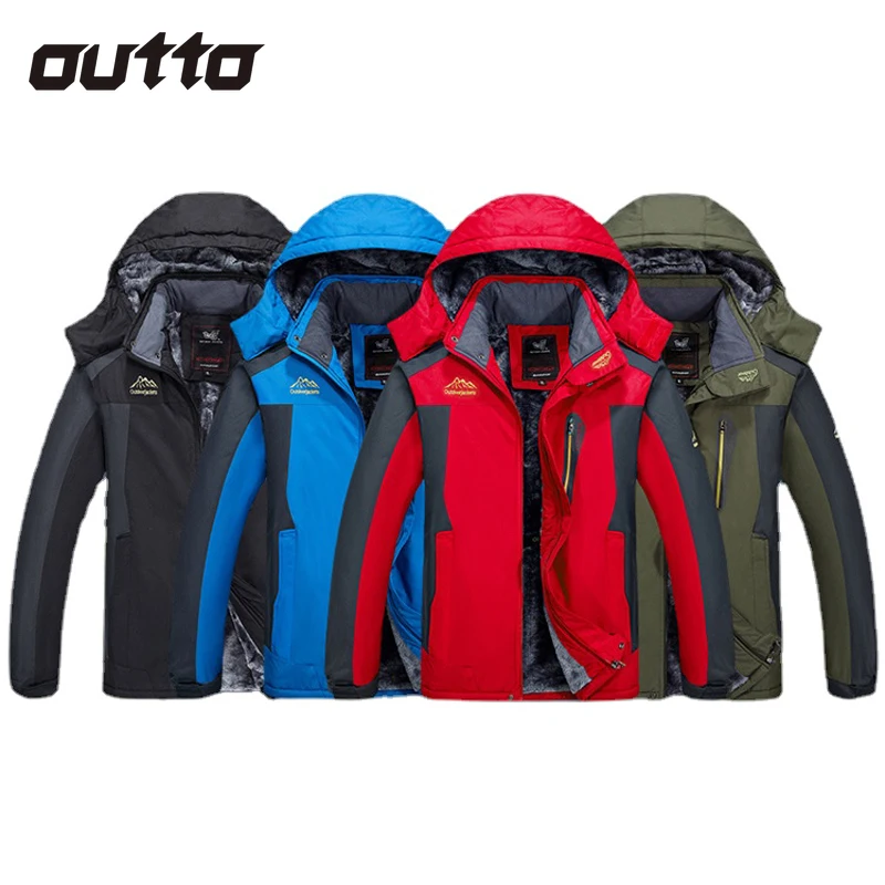 

Winter Windproof Waterproof Plush Jacket Men's Outdoor Climbing Skiing Hiking Jackets Thickened Warm Hooded Coat Large Size 9XL