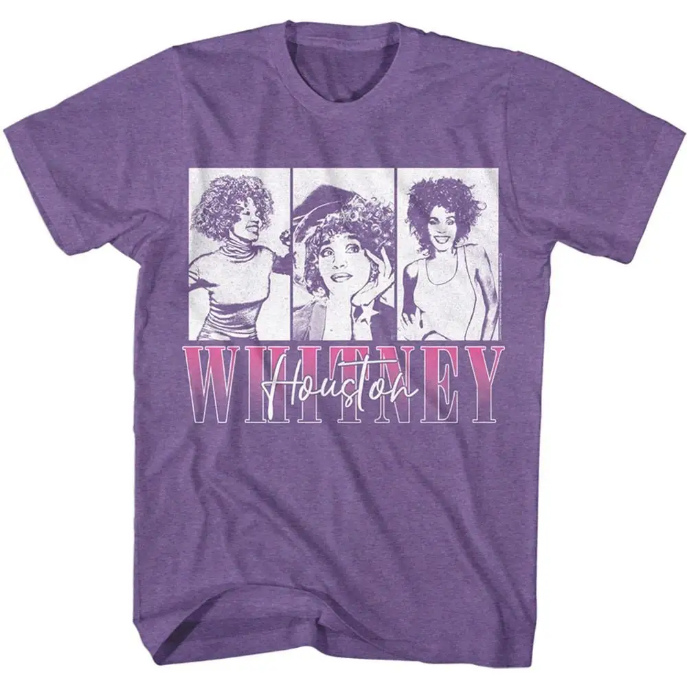 Whitney Houston Three Rectangles Purple Heather Adult T Shirt