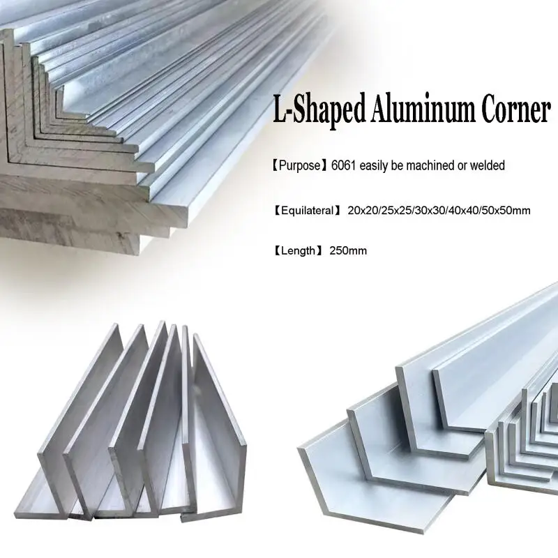 1pcs 6061 Aluminum L-Shaped Profile 250mm Length, Right Angle Bracket Trim for Structural Support & Decoration