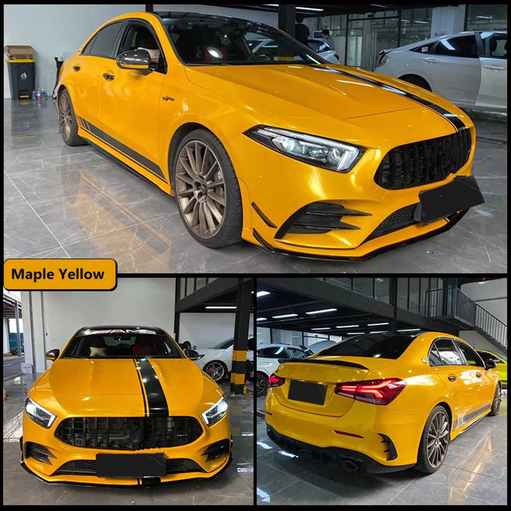 Sunice Metallic Maple Yellow Car Wrap Vinyl Car Body Wrapping Sticker Decor Glossy Auto Color Change Foils Car Accesories