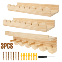 3Pcs Scalloped Wood Floating Wall Shelf Wall-mounted Storage Shelf With Hook Decorative Towels Rack and Book Organizer for Home