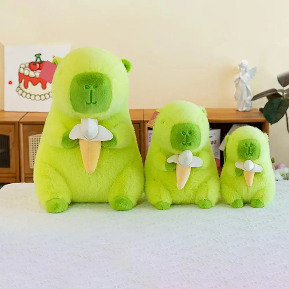 Capybara Doll Pillow for Girls Boys Eye-catching Green Capybara Plush Toy Set 25/35/50cm Stuffed Hugging for Girls for Christmas