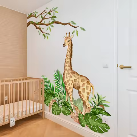 Large Size Safari Giraffe Wall Stickers for Children's Room Kids Bedroom Living Room Wall Decor Jungle Animal Giraffe Wall Decal